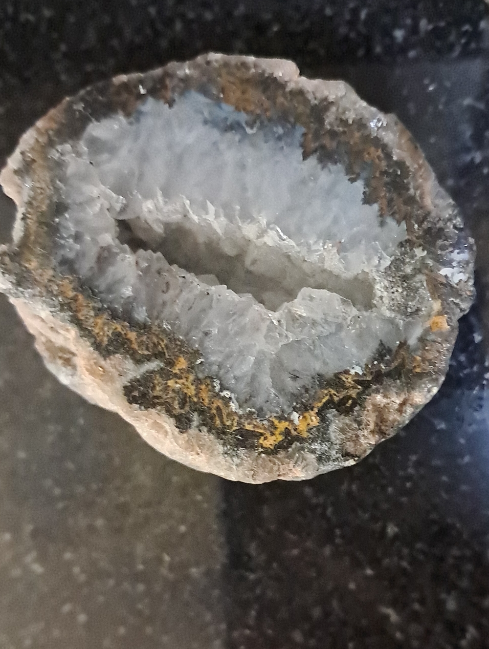 Natural Gray Quartz Geode Decorative Home Accent